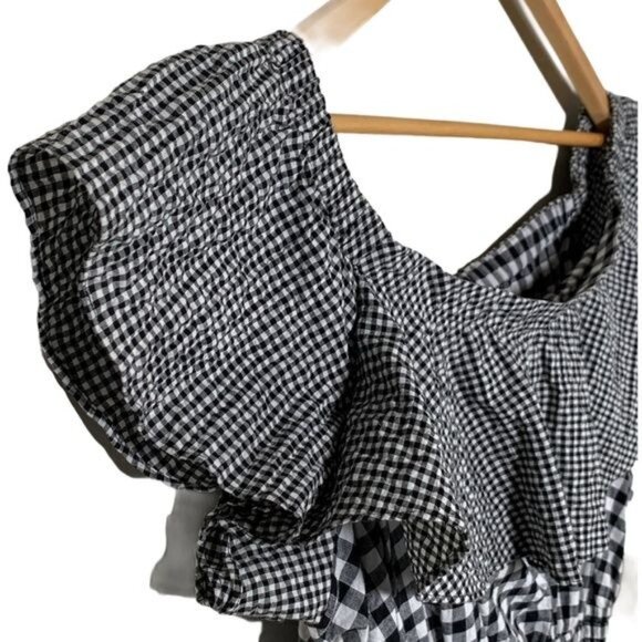 Rachel Roy XXL Gingham Plaid Off Shoulder Ruffle Peasant Sundress - Picture 7 of 11